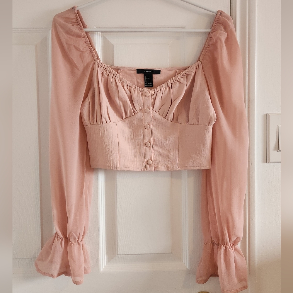 Forever 21 Light Pink Cropped Blouse